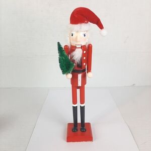 🔥Wooden Nutcracker Santa Claus Soldier Holding Christmas Tree 14" Tall Figure